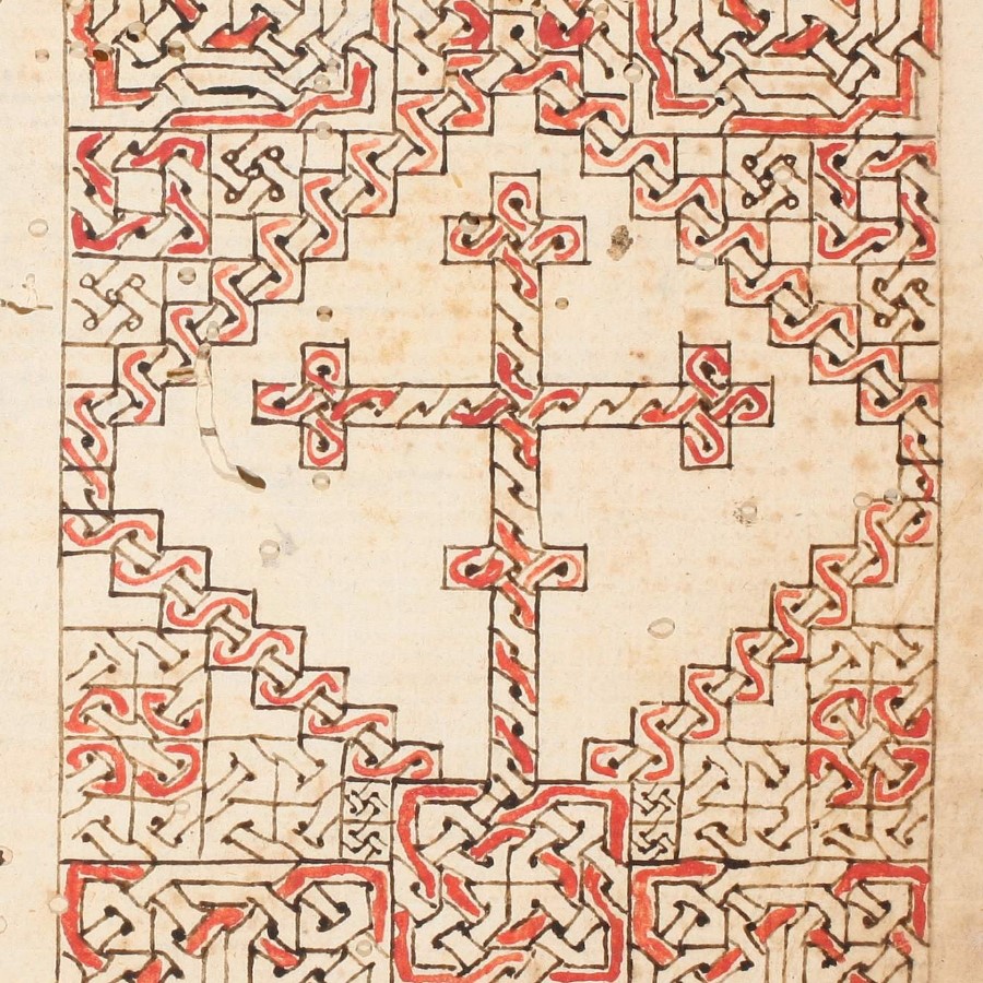 Cross geometrical design with interlace